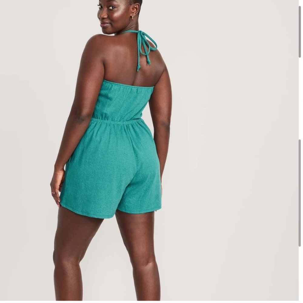 Old Navy ocean wave green wooden o-ring romper size medium - Picture 3 of 9